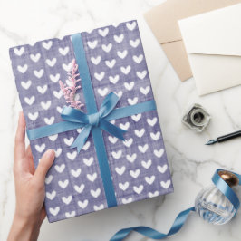 Papel De Regalo Corazones blancos sobre la línea azul de la marina