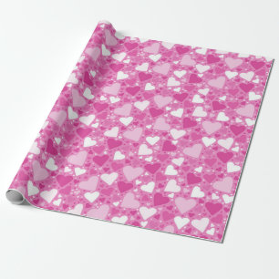 Papel De Regalo Corazones Blancos y Rosados Cumpleaños