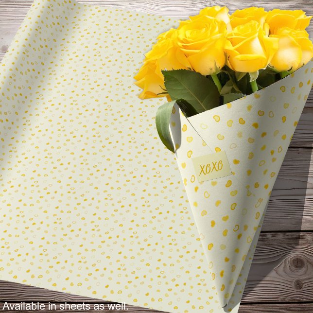 Papel De Regalo Corazones- Boda Amarillo- Día de las Madres- Rollo (Hearts-Yellow Wedding-Mothers Day-Valentine Rolls Wrapping Paper-Roses-by Leapfroglisics Shop)