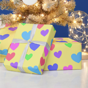 Papel De Regalo Corazones brillantes - Colores Pastel variados, am