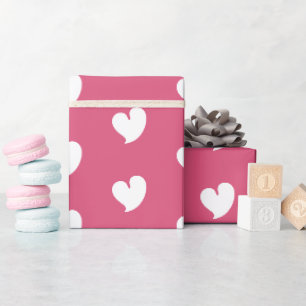 Papel De Regalo Corazones Cálidos - Blanco y Rosa -