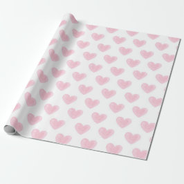 Papel De Regalo Corazones color agua rosado. Amor. Rubor Valentine