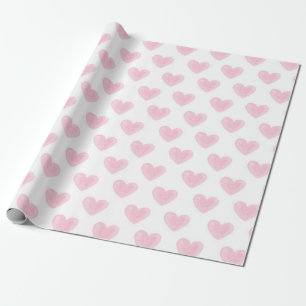 Papel De Regalo Corazones color agua rosado. Amor. Rubor Valentine