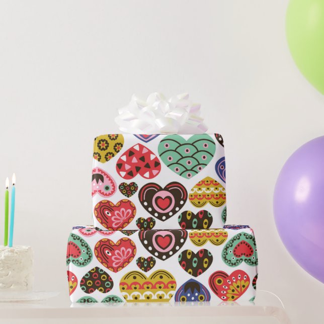 Papel de regalo Corazones Coloridos (Regalos de fiesta)