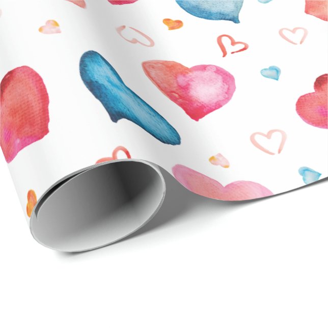 Papel De Regalo Corazones coloridos (Esquina del rollo)