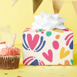 Papel De Regalo Corazones coloridos y puntos de polka