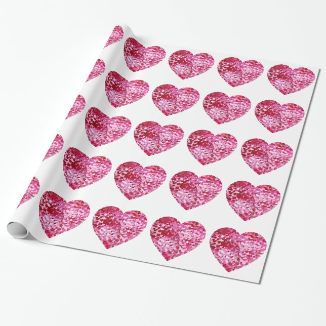 Papel De Regalo Corazones confetti rosadas (Desenrollado)
