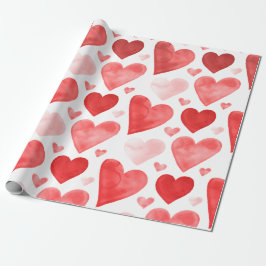 Papel De Regalo Corazones - corazones rojos de la acuarela