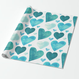 Papel De Regalo Corazones - corazones verde azulados de la