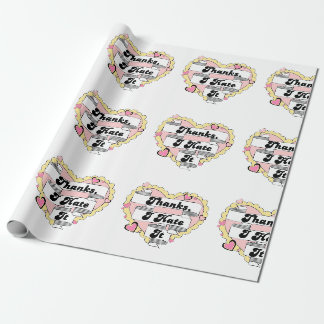 Papel De Regalo Corazones cortos encaje amarillo y gracias rosado,