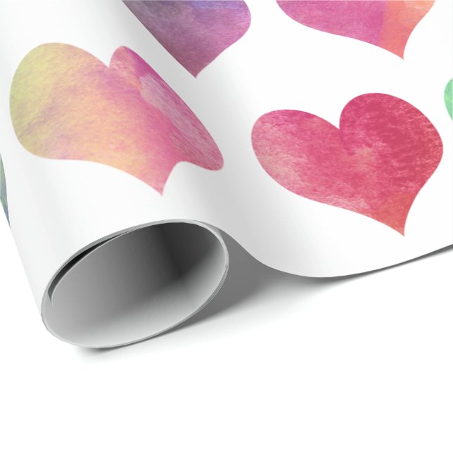 Papel De Regalo Corazones de Acuarela - Amor (Esquina del rollo)