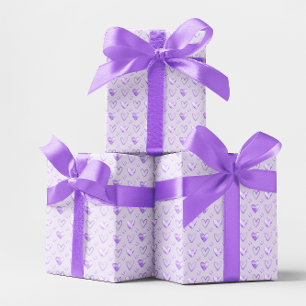 Papel De Regalo Corazones de acuarela morado pálido