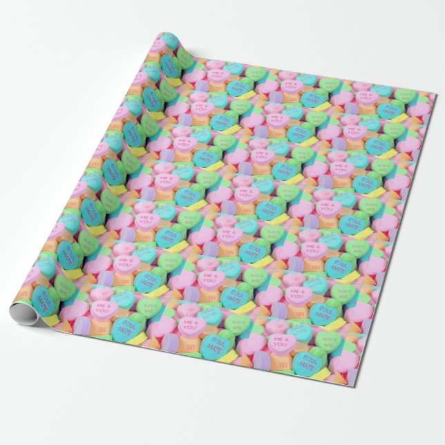 Papel De Regalo corazones de amor de caramelos valentinos (Desenrollado)