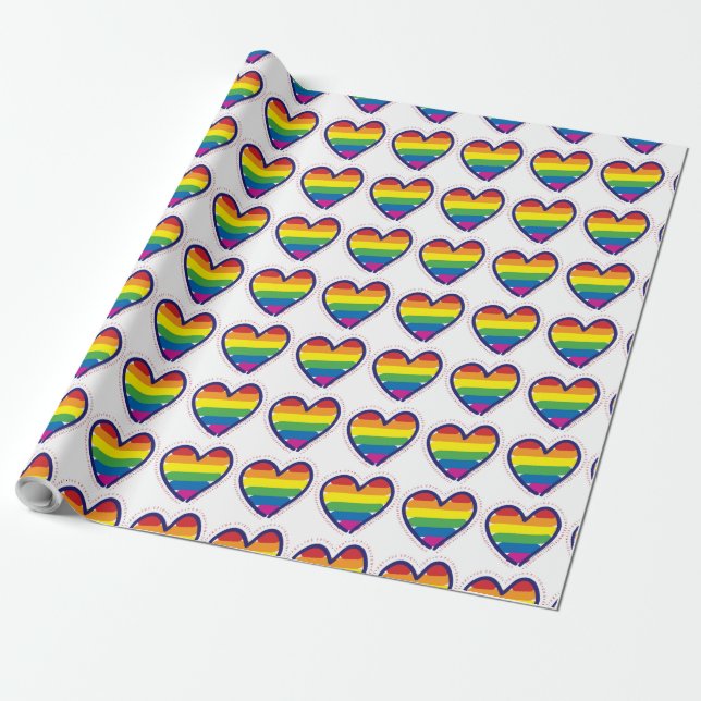 Papel De Regalo Corazones de amor del Orgullo Gay (Desenrollado)