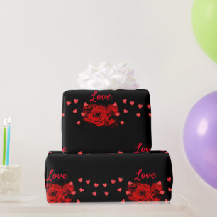 Papel De Regalo Corazones de amor Rosas rojas Día de San Valentín