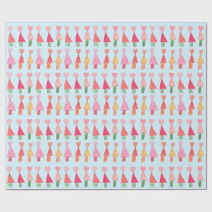 Papel de Regalo Corazones de Árbol de Navidad