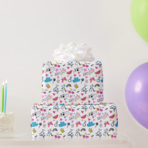 Papel De Regalo Corazones de arcoiris de Cute Girly Unicornio