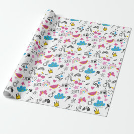 Papel De Regalo Corazones de arcoiris de Cute Girly Unicornio