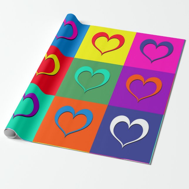 Papel De Regalo corazones de arte pop (Desenrollado)
