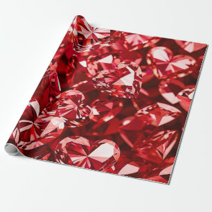 Papel De Regalo Corazones de brillantes de cristal rojo