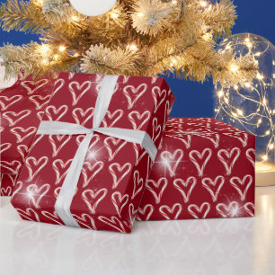 Papel De Regalo Corazones de caña de caramelo con estrellas