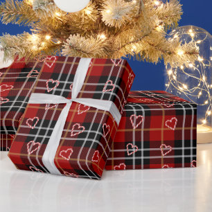 Papel De Regalo Corazones de Caramelo y Copos de Nieve sobre Cuadr