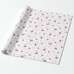 Papel De Regalo Corazones de cerezas rojas curadas