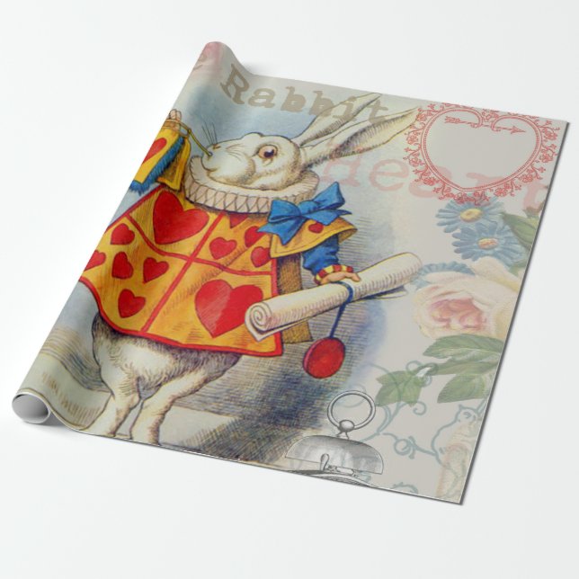Papel De Regalo Corazones de conejo blanco Alice Classic (Desenrollado)