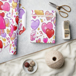 Papel De Regalo Corazones de Confeti Vibrantes 