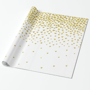 Papel De Regalo Corazones de Confetti de Oro