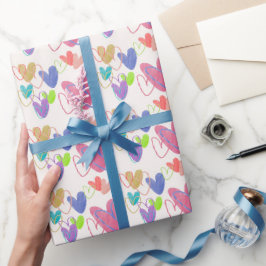 Papel De Regalo Corazones de crayón coloridos lindos