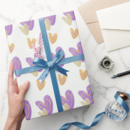 Papel De Regalo Corazones de crayón coloridos lindos