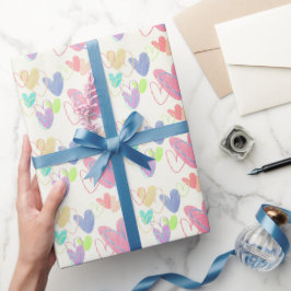 Papel De Regalo Corazones de crayón coloridos lindos desgastados