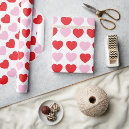Papel De Regalo Corazones de Día de San Valentín rojo y rosa
