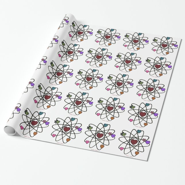 Papel De Regalo Corazones de impresión atómicos de San Valentín (Desenrollado)
