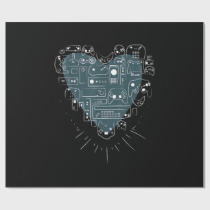 Papel De Regalo Corazones de juegos retro Mandos de videojuegos Ju