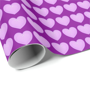Papel De Regalo Corazones de lavanda pastel en un fondo púrpura pr
