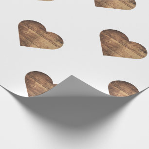 Papel De Regalo Corazones de madera simétricos grandes rústicos ma
