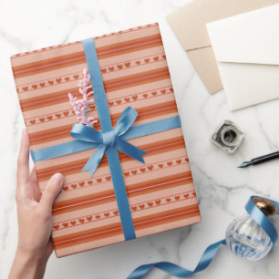Papel De Regalo Corazones de Naranja Claro y Naranja Oscuro en Ray