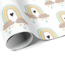 Papel de regalo - Corazones de nubes arcoíris