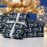 Papel De Regalo Corazones de oro elegantes en azul oscuro de la ma<br><div class="desc">Papel de ajuste de regalo. Elegantes falsos corazones de oro en azul de la Marina Oscura. Excelente para muchas ocasiones como el Día más dulce, cumpleaños, aniversario, Boda, etc... ⭐ 99% de mis diseños en mi tienda están hechos en "LAYERS". Esto facilita el redimensionar y mover los gráficos y el...</div>