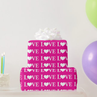 Papel De Regalo Corazones de patrón rosa blanco del día de San Val