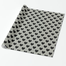 Papel De Regalo Corazones de polka negra en Pussysaud Gray
