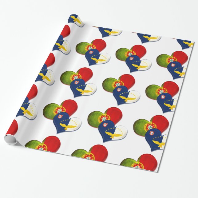 Papel De Regalo corazones de Portugal y las Azores (Desenrollado)