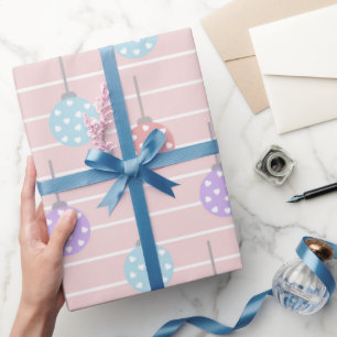 Papel De Regalo Corazones de puntos de polka azul rosado y púrpura