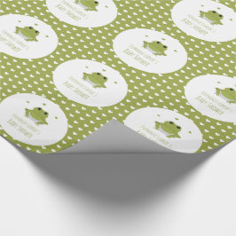 Papel De Regalo Corazones de rana verde Nombre Baby Shower