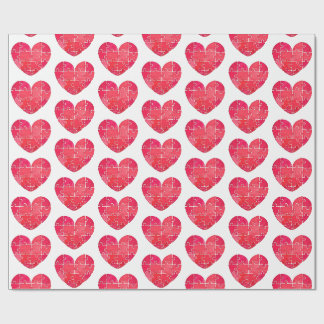 Papel De Regalo Corazones de rompecabezas rojos, patrón continuo d