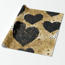 Corazones de San Valentín con tinta negra y dorada