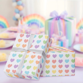 Papel De Regalo Corazones del arcoiris pastorales