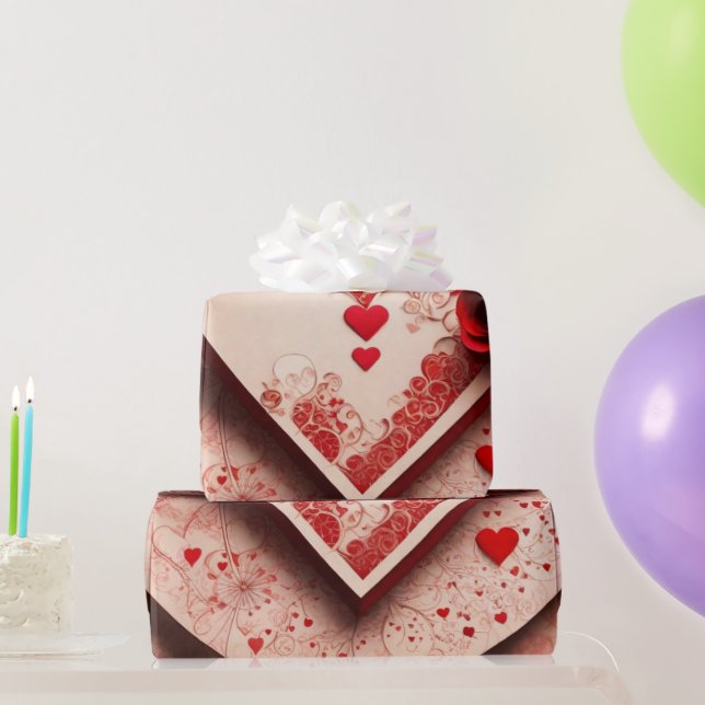 Papel de regalo corazones día de San Valentín (Regalos de fiesta)